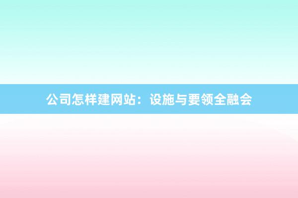 公司怎样建网站：设施与要领全融会